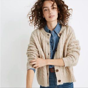 Madewell Pointelle Cable Cardigan Sweater Small